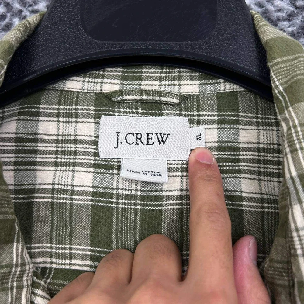 J.‎ Crew Button Down Shirt Men Extra Large Plaid Flannel Short Sleeve Cotton XL